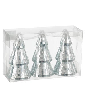 kerstornament spiegel boom zilver (3 stuks)