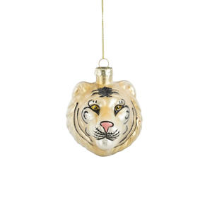 kerstornament tijgerkop - glas - geel