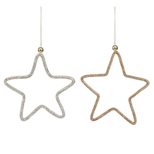 Mica Decorations kerstornament ster diamant koper zilver (2 stuks) afbeelding