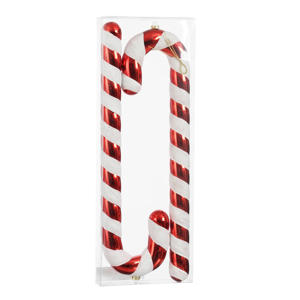 kerstornament zuurstok - kunststof - rood (2 stuks)