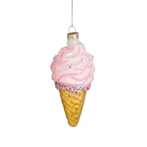 kerstornament ijsje - glas - roze