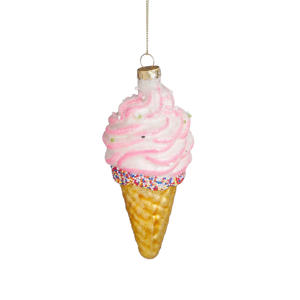 kerstornament ijsje - glas - roze