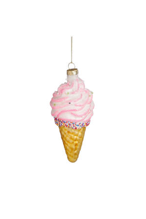 kerstornament ijsje - glas - roze