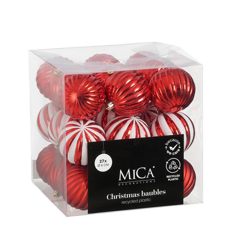 Mica Decorations Kerstballen onbreekbaar rood - 27 stuks (ø8 cm) | wehkamp