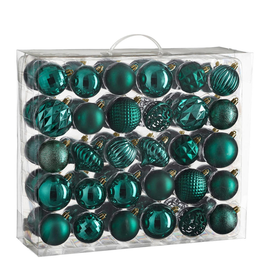 Mica Decorations kerstballen onbreekbaar petrol - 60 stuks Ã˜7cm (ø7 cm)
