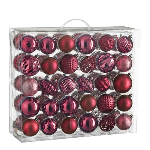 Mica Decorations kerstballen onbreekbaar fuchsia - 60 stuks Ø7cm (ø7 cm) afbeelding