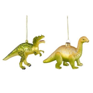 kerstornament dinosaurus - glas (2 stuks)