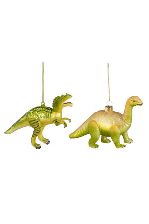 kerstornament dinosaurus - glas (2 stuks)