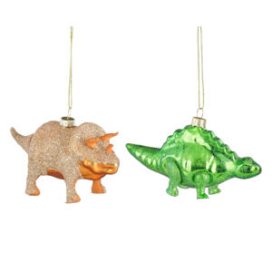 kerstornament dinosaurus - glas (2 stuks)