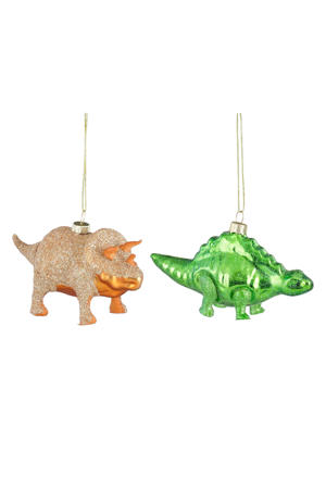 kerstornament dinosaurus - glas (2 stuks)