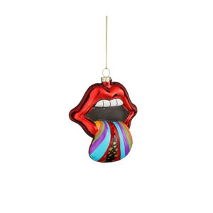 kerstornament lippen - glas - rood