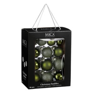 Kerstballen glas donkergroen - 26 stuks (ø7 cm)
