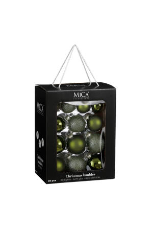 Kerstballen glas donkergroen - 26 stuks  (ø7 cm)