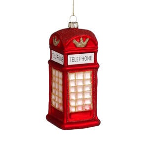 kerstornament phone booth - glas - rood