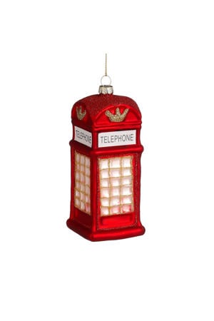 kerstornament phone booth - glas - rood