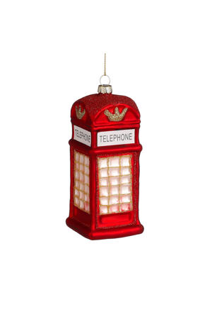 kerstornament phone booth - glas - rood