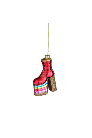 kerstornament laars - glas - roze