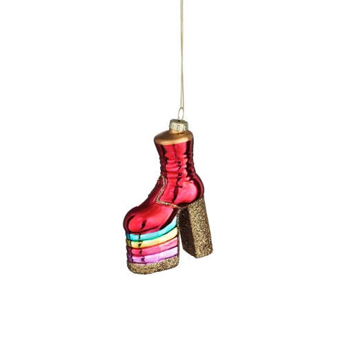 Mica Decorations kerstornament laars - glas - roze afbeelding