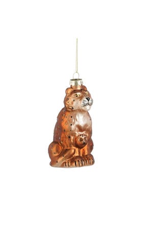 kerstornament luipaard - glas -bruin