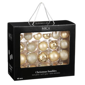 Kerstballen glas champagne - 42 stuks  (ø7 cm)