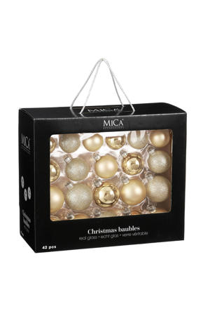 Kerstballen glas champagne - 42 stuks  (ø7 cm)