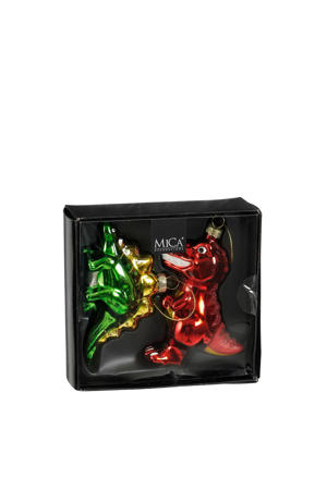 kerstornament dinosaurus - glas (2 stuks)