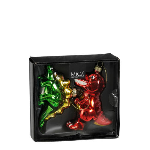 Mica Decorations kerstornament dinosaurus - glas (2 stuks) afbeelding