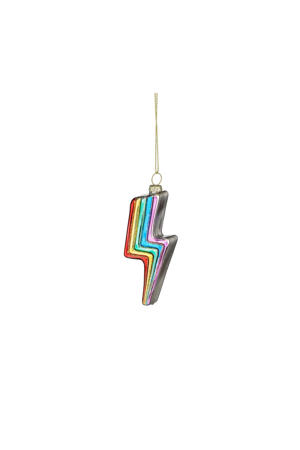kerstornament bliksem - glas - multi color