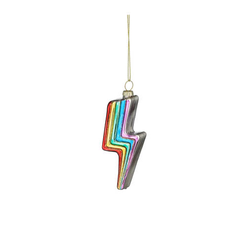 Mica Decorations kerstornament bliksem - glas - multi color afbeelding