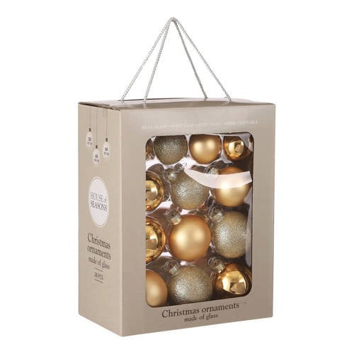 Mica Decorations Kerstballen glas goud - 26 stuks (ø7 cm) afbeelding