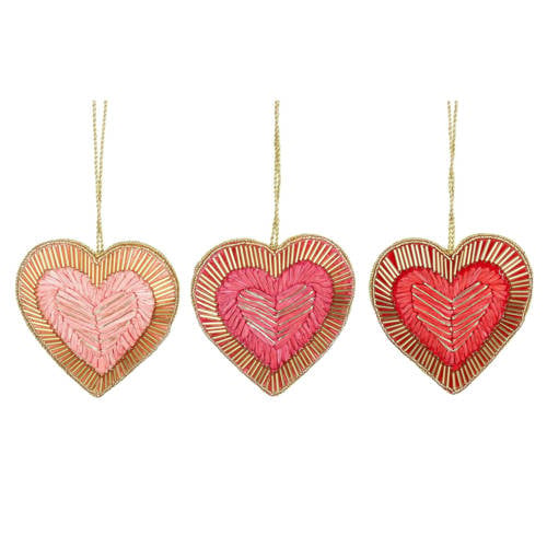 Mica Decorations kerstornament hart - kunstof - roze (3 stuks) afbeelding
