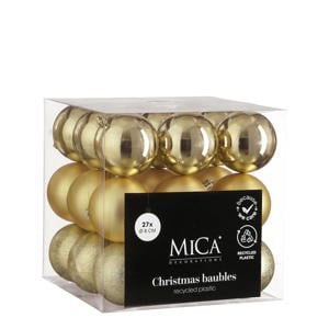 Kerstballen onbreekbaar goud - 27 stuks (ø8 cm)