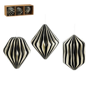 kerstornament ui druppel - papier - zwart (3 stuks)
