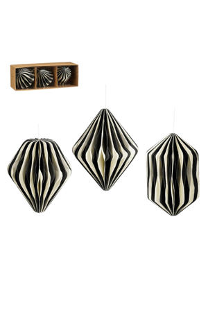 kerstornament ui druppel - papier - zwart (3 stuks)