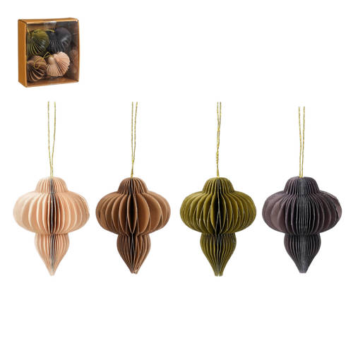 Mica Decorations kerstornament ui druppel - papier - multi color (4 stuks) afbeelding