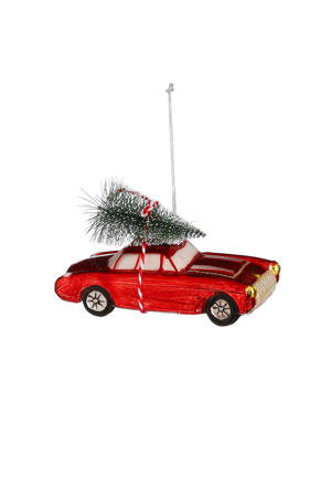 kerstornament auto - papier - rood