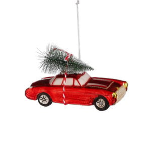 kerstornament auto - papier - rood
