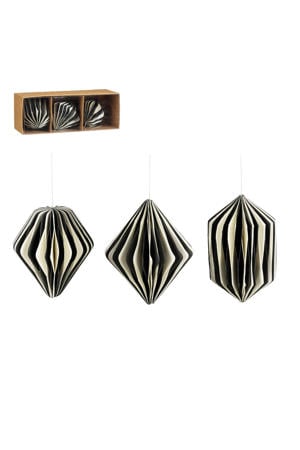 kerstornament ui druppel - papier - zwart (3 stuks)