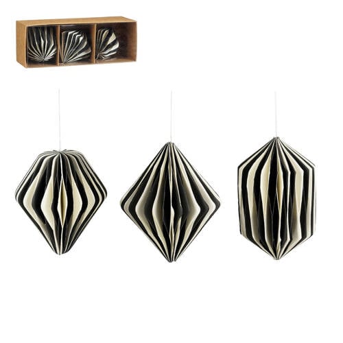 Mica Decorations kerstornament ui druppel - papier - zwart (3 stuks) afbeelding
