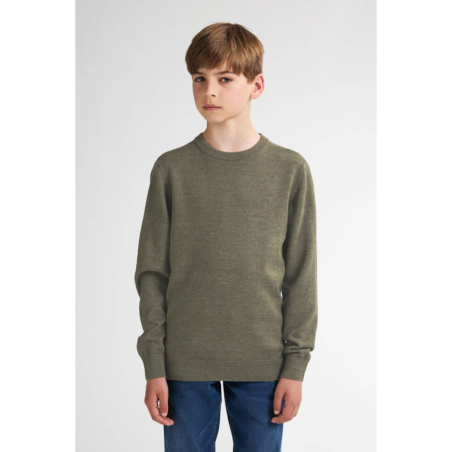Petrol Industries sweater groen fijn gebreid