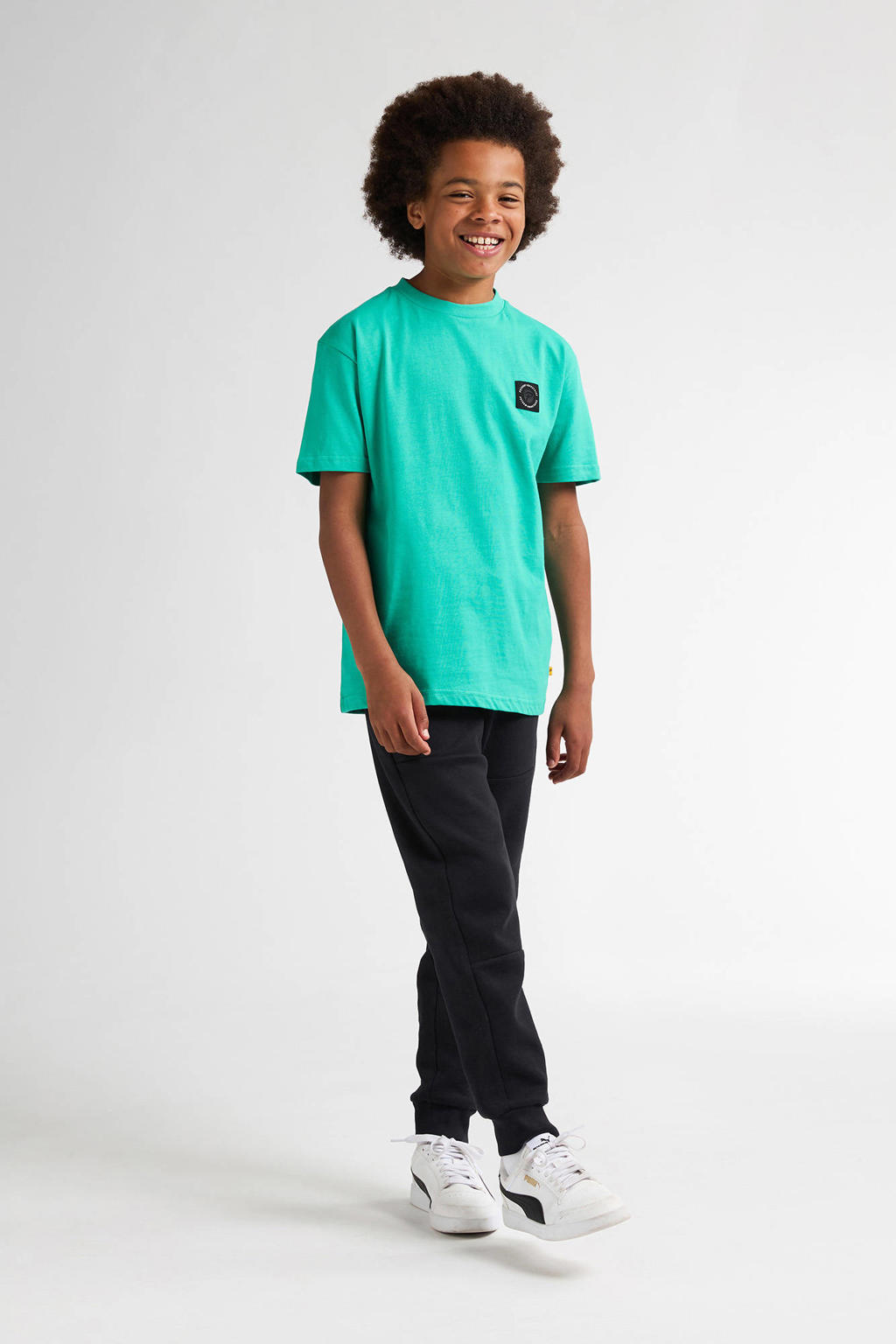 Zwarte jongens Petrol Industries regular sweatpants van stretchkatoen met elastische tailleband met koord en logo dessin