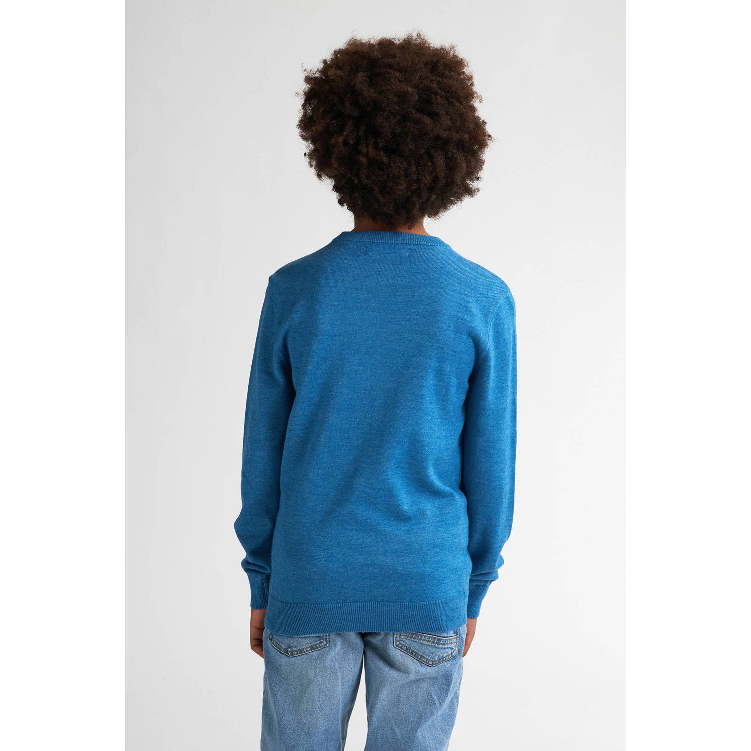 Petrol Industries sweater blauw fijn gebreid