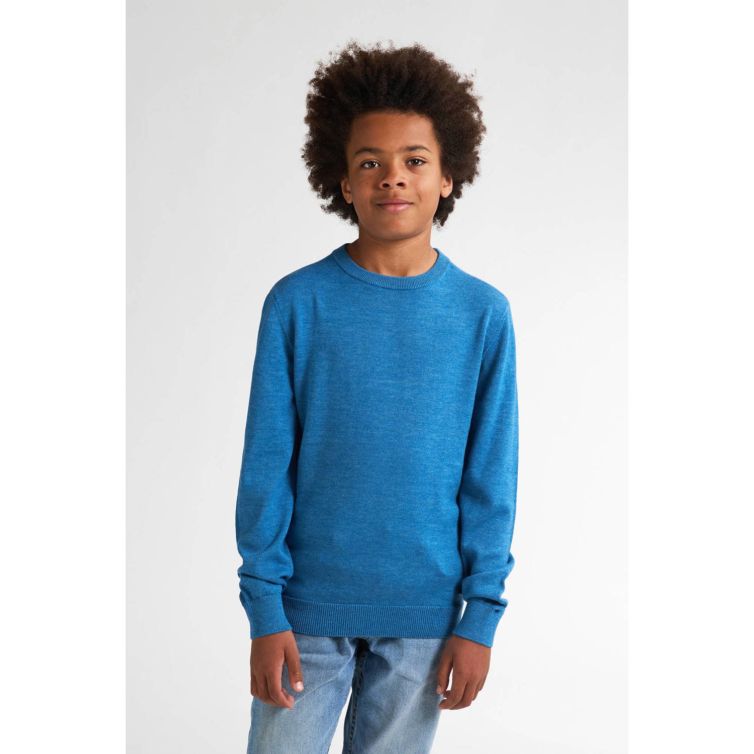 Petrol Industries sweater blauw fijn gebreid