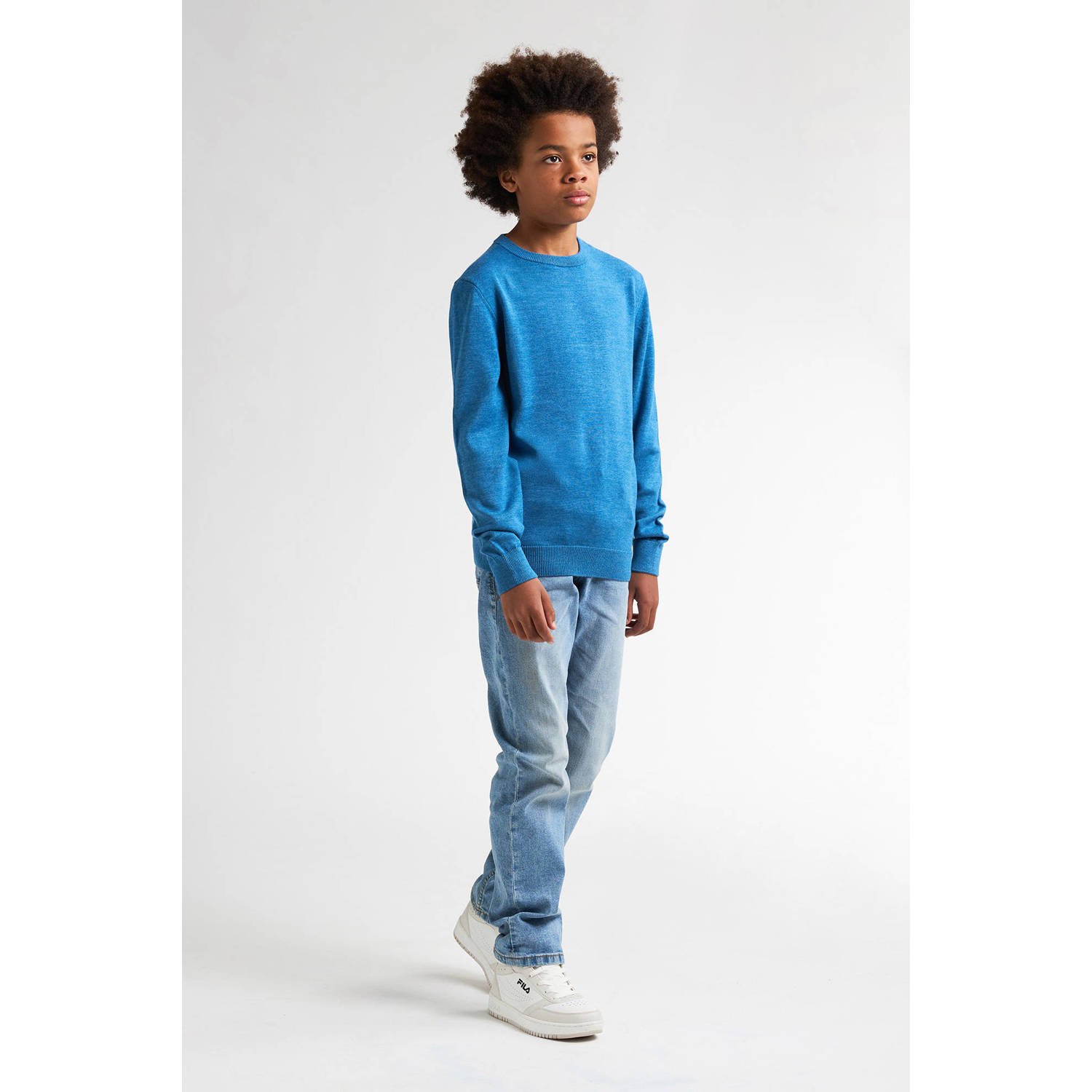 Petrol Industries sweater blauw fijn gebreid