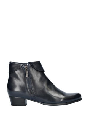 Stefany 03 leren enkellaarzen donkerblauw