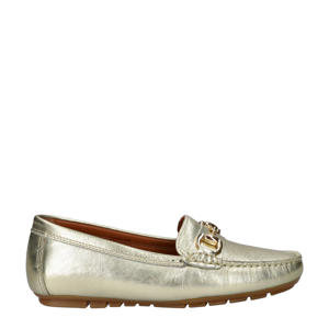   leren mocassins goud