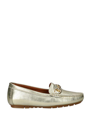   leren mocassins goud