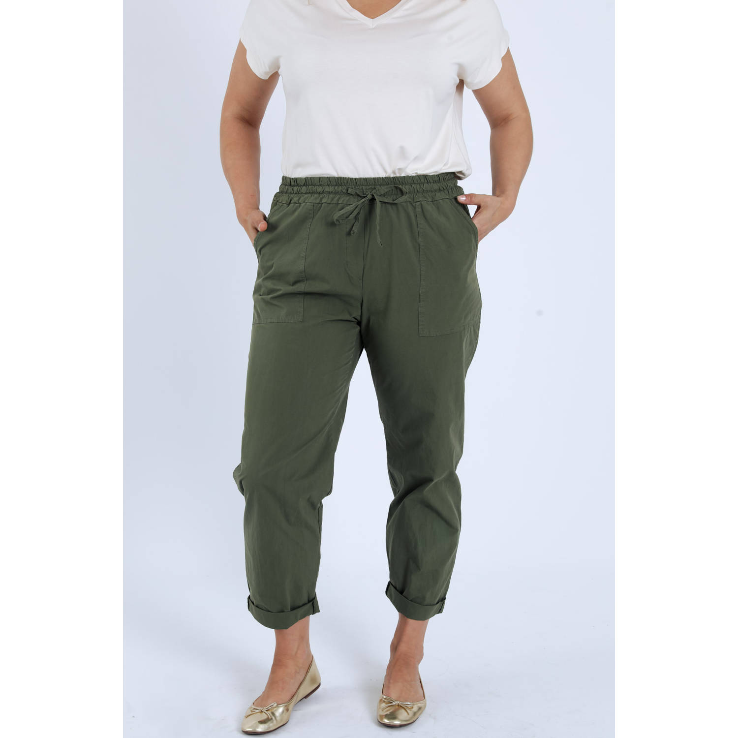 Paprika slim regular waist broek kaki