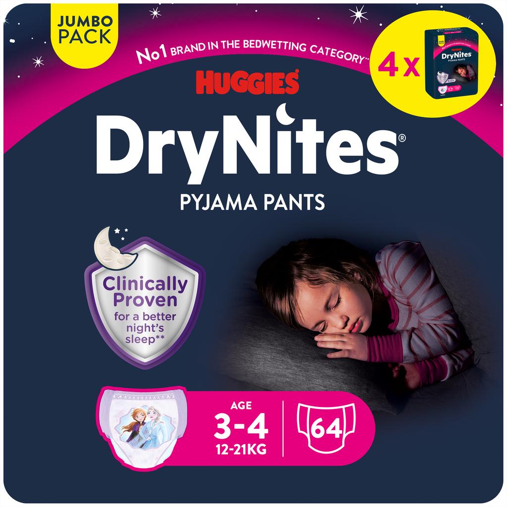 Huggies DryNites meisjes - 3-4 jaar (12 tot 21kg) - 64 luierbroekjes