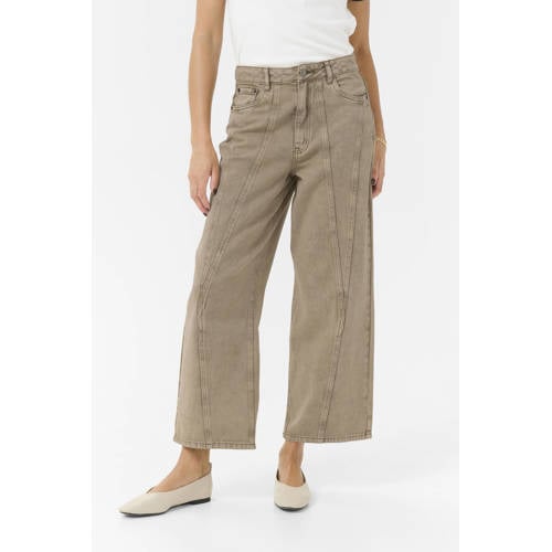 Kaffe X Ellen Hoog high waist wide leg jeans bruin afbeelding